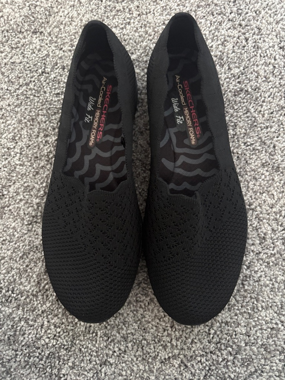 Skechers Black Knit Slip-On Flats for Women